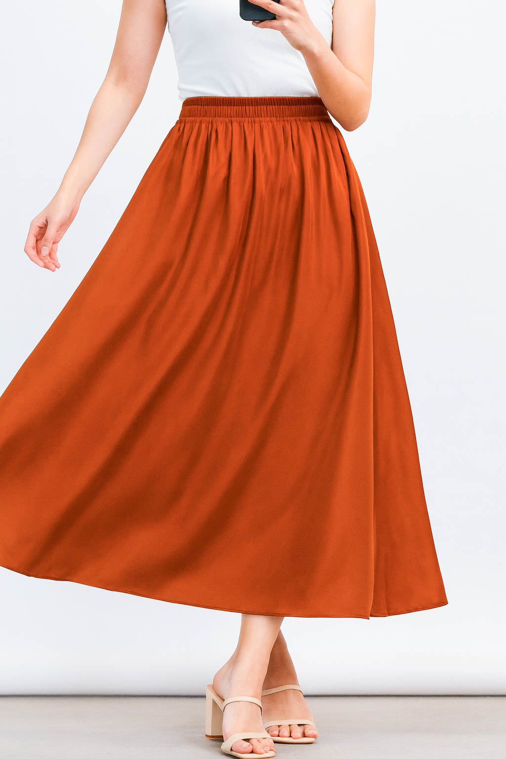 Silk Skirt-Tangerine Mist
