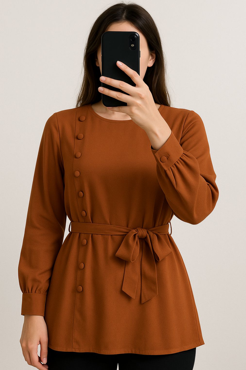 Top Side Button-Burnt Orange