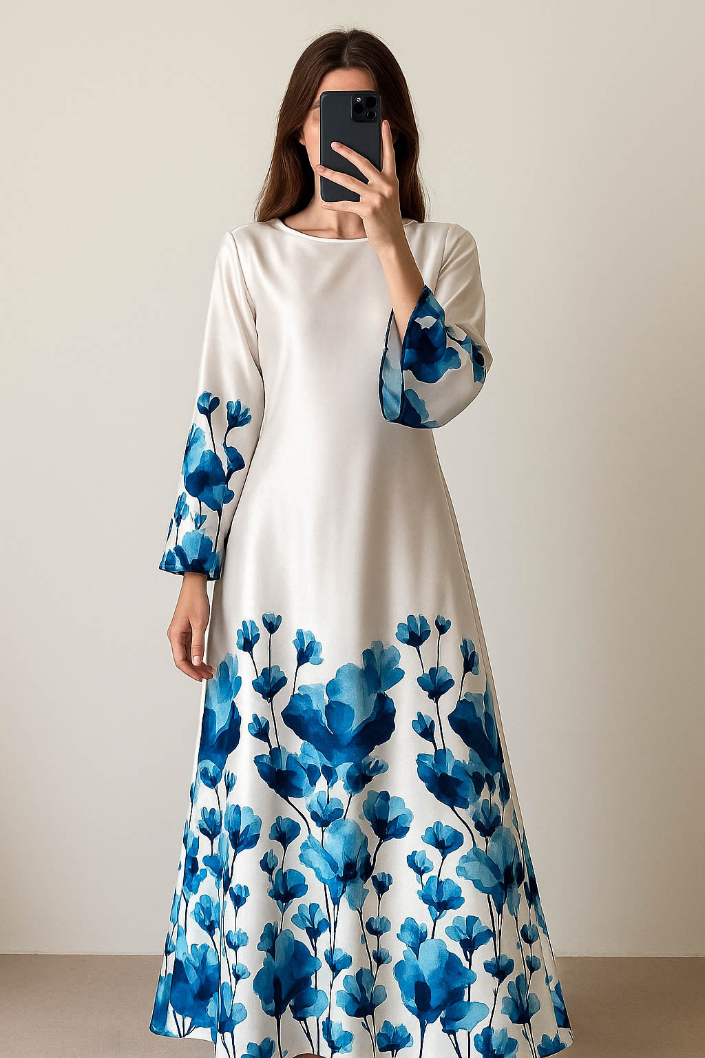 Bold Blossom Silk Maxi-Ombre Blue