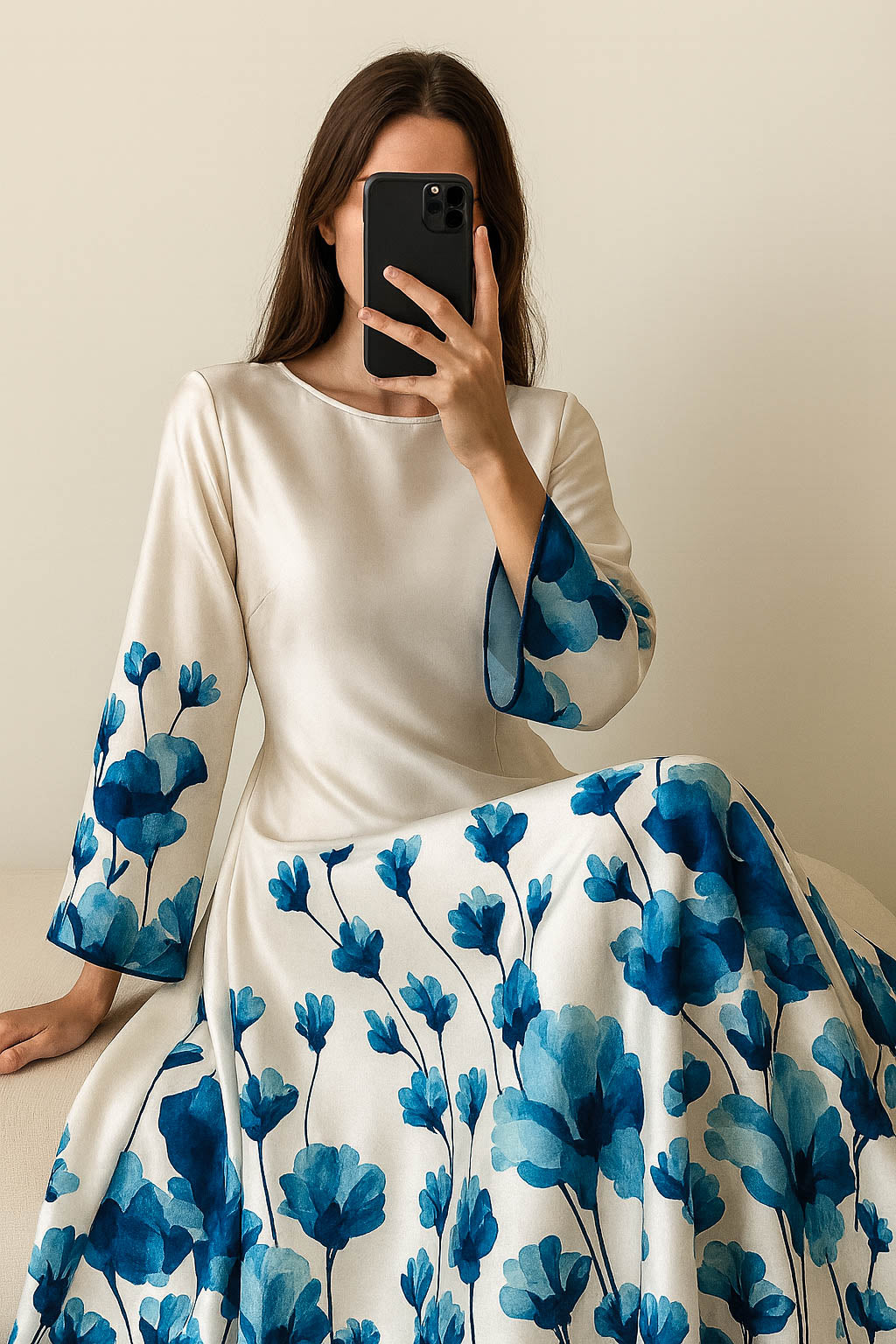 Bold Blossom Silk Maxi-Ombre Blue