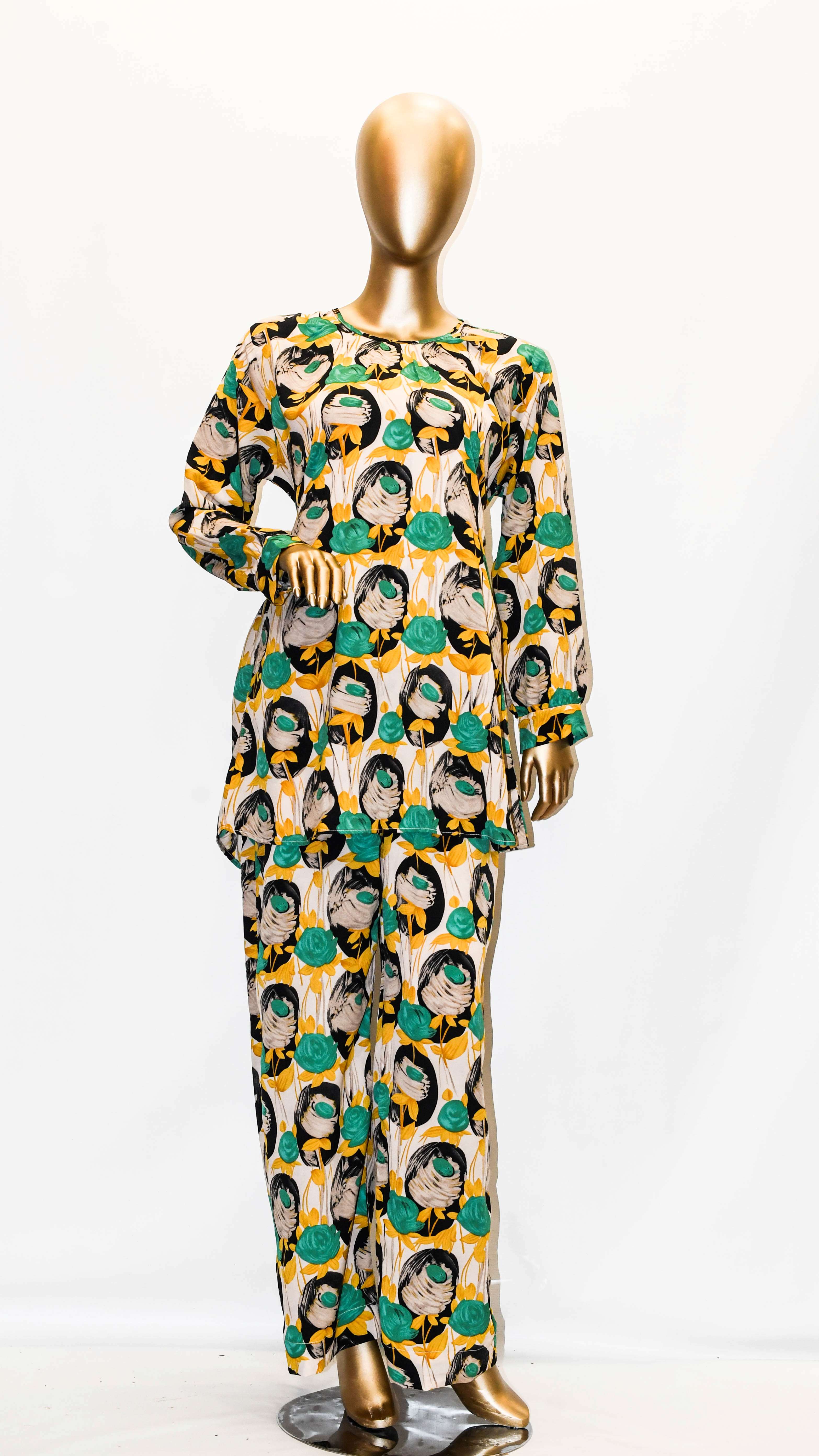 Co-Ords Set Mustard Green Floral