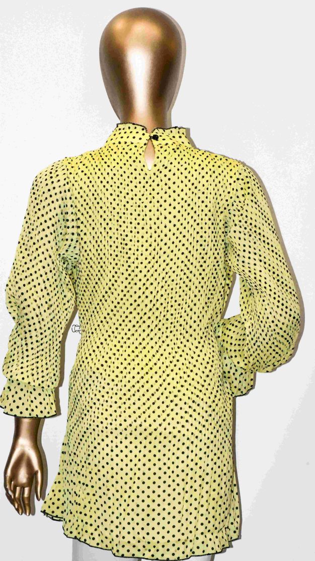 Top Crushed Chiffon-Yellow Polka Dot