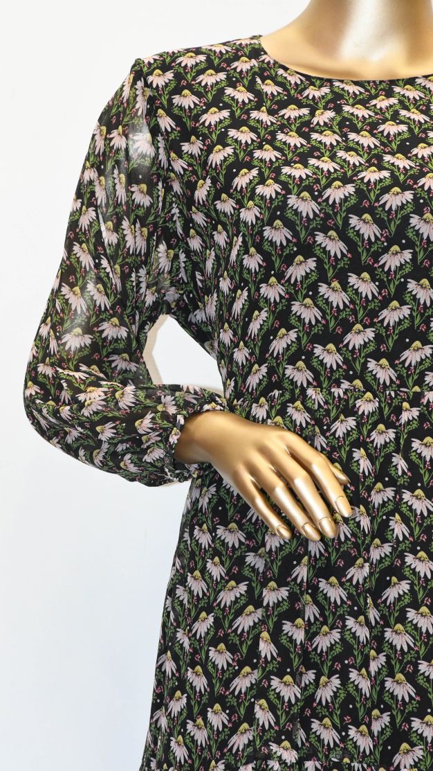 Maxi Regular Midi Dress-Black Floral