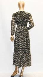 Maxi Regular Midi Dress-Black Floral