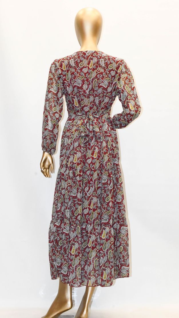 Maxi Regular Midi Dress-Paisley Maroon