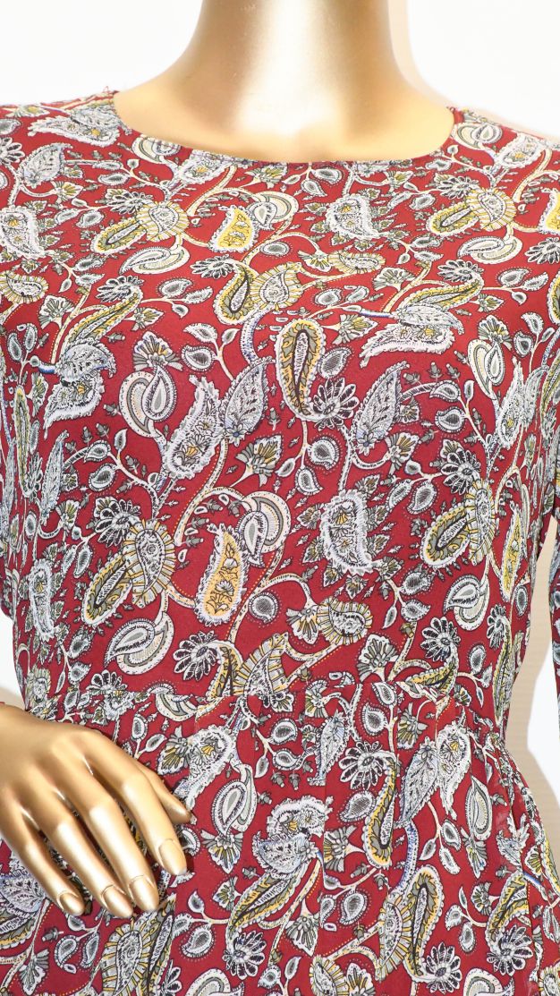 Maxi Regular Midi Dress-Paisley Maroon