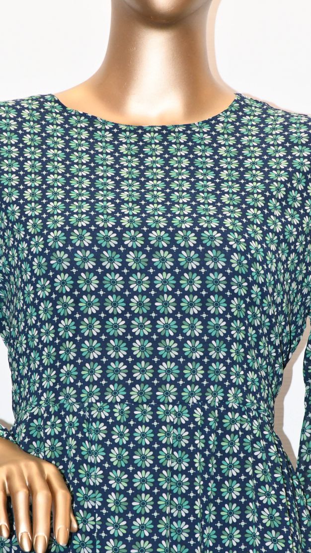 Maxi Regular Midi Dress-Green On Blue