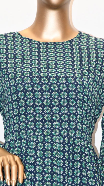 Maxi Regular Midi Dress-Green On Blue