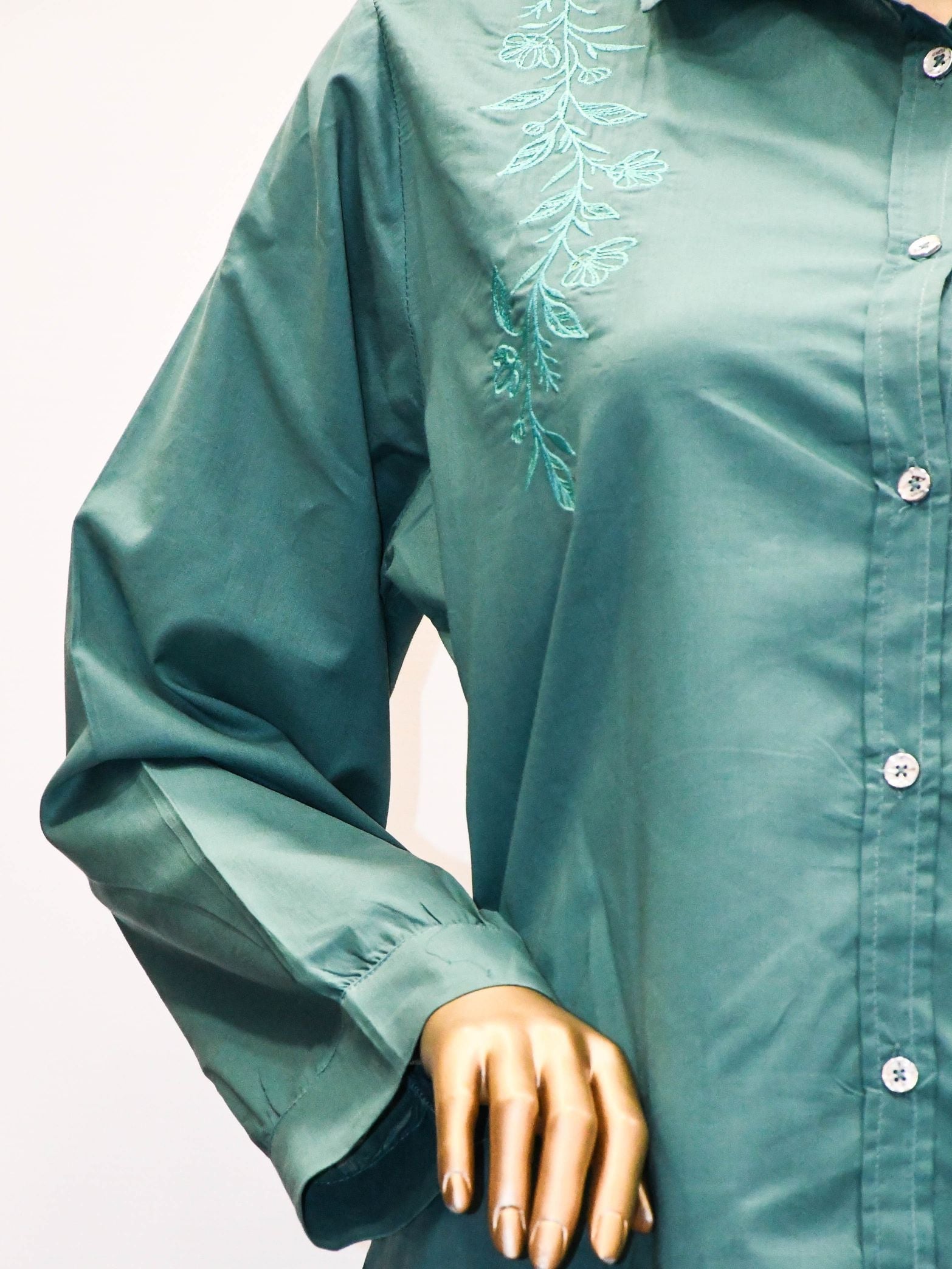 Co-Ord Set Collar Front Open-Turquoise