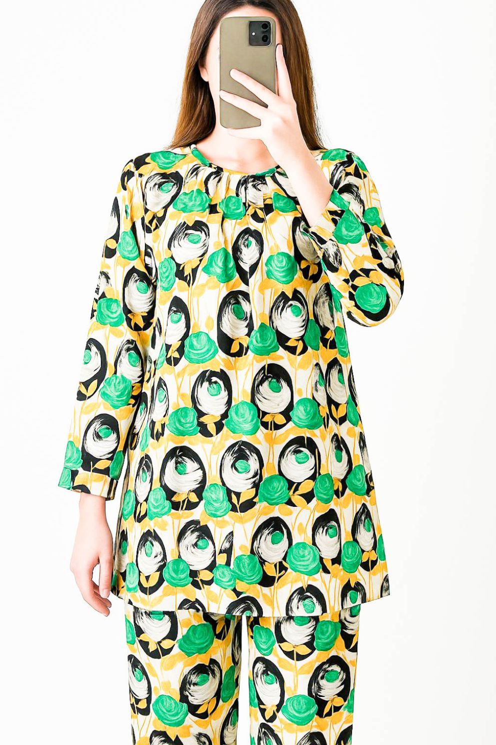 Co-Ords Set Mustard Green Floral