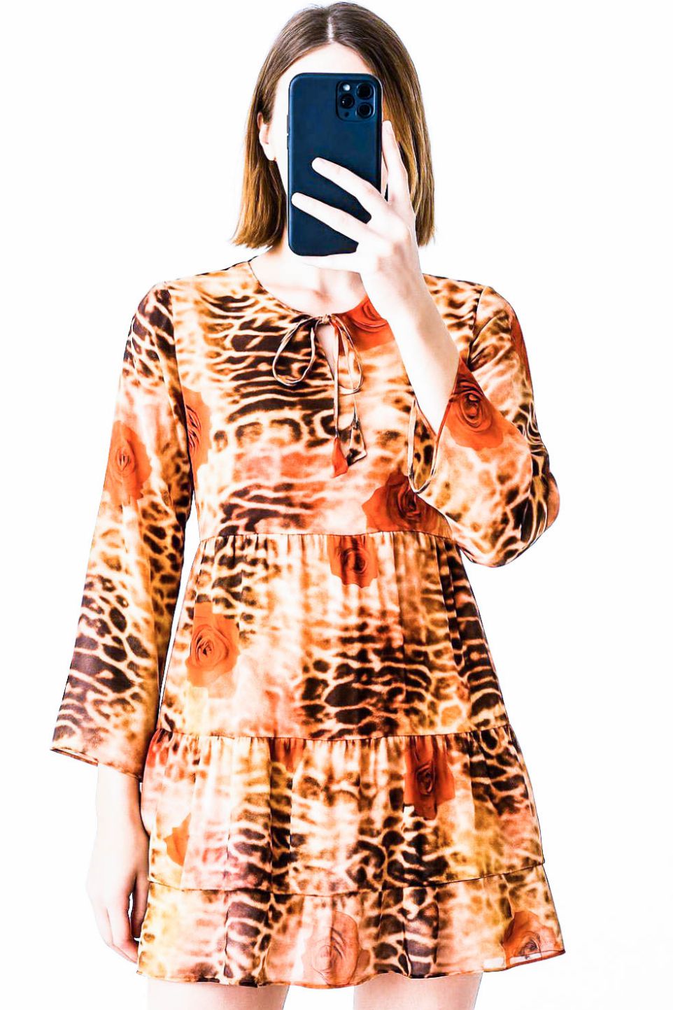 Top Two Tier-Coral Tie and Dye