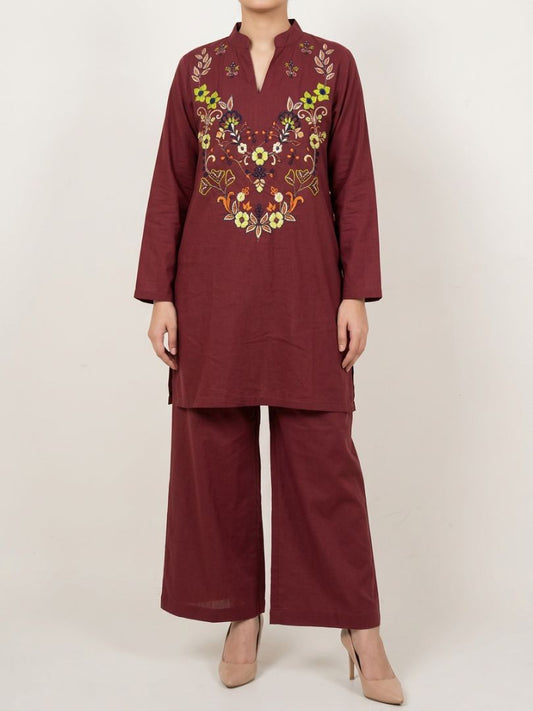 Nakshi Co-Ord Set Maroon