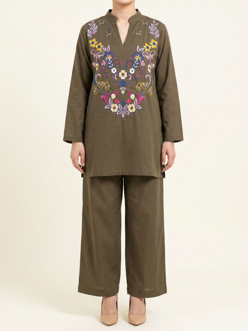 Nakshi Co-Ord Set Olive