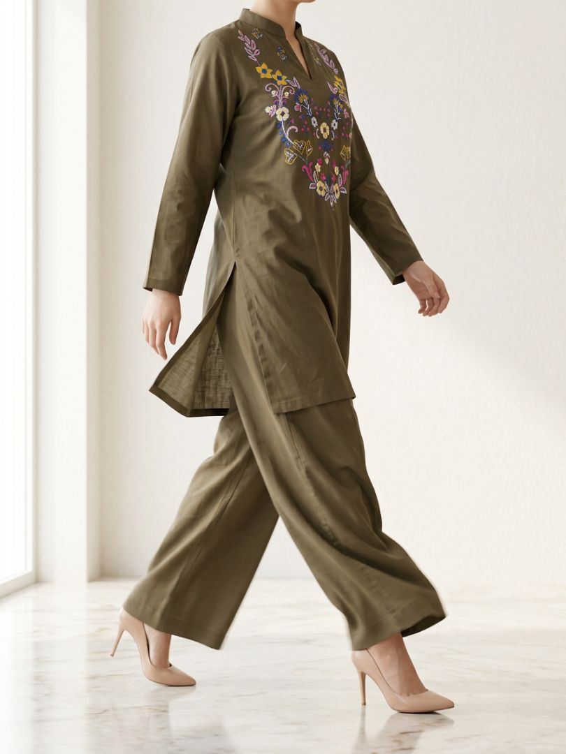 Nakshi Co-Ord Set Olive