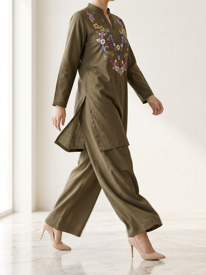 Nakshi Co-Ord Set Olive