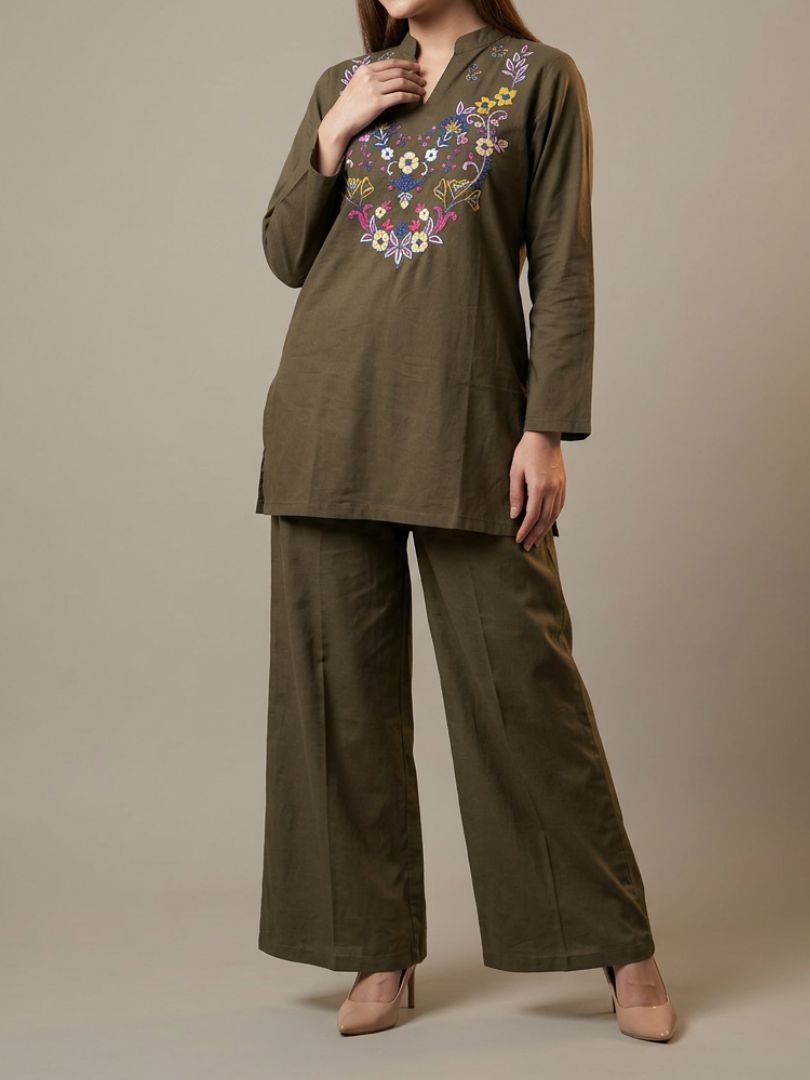 Nakshi Co-Ord Set Olive