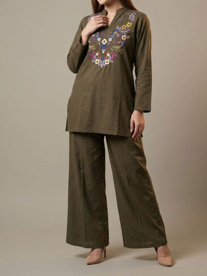 Nakshi Co-Ord Set Olive