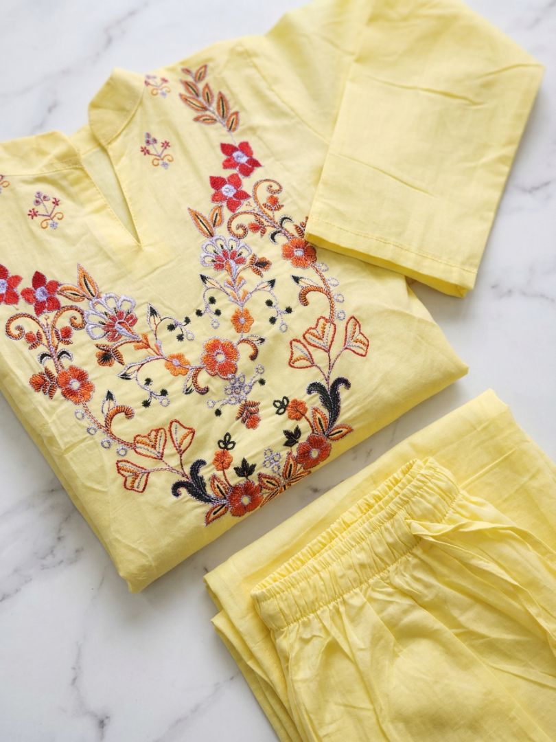 Nakshi Co-Ord Set Pastel Yellow