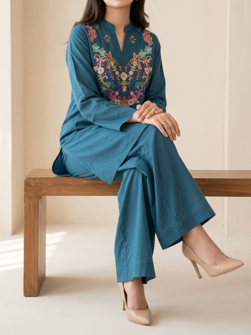 Nakshi Co-Ord Set Zinc