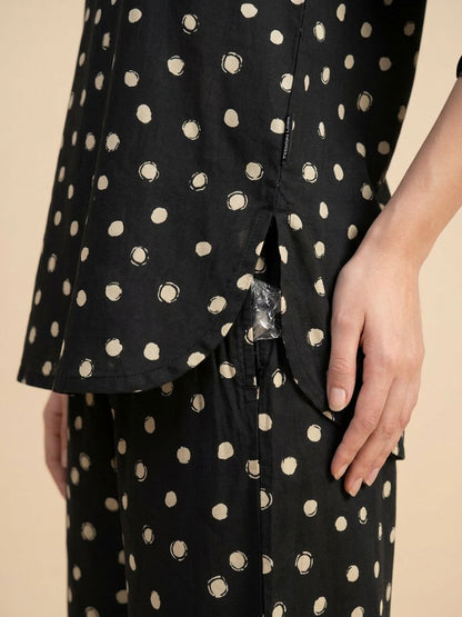 Polka Co-Ord Set Black