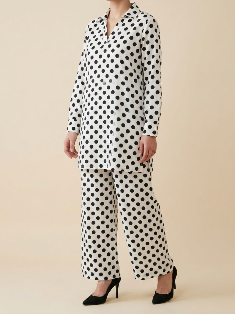 Polka Co-Ord Set White