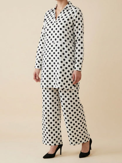 Polka Co-Ord Set White