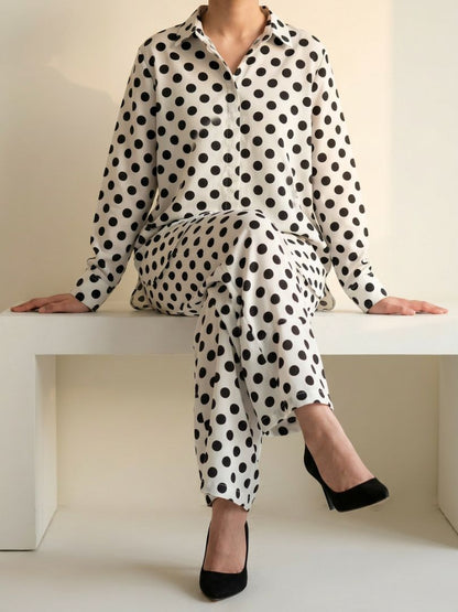 Polka Co-Ord Set White
