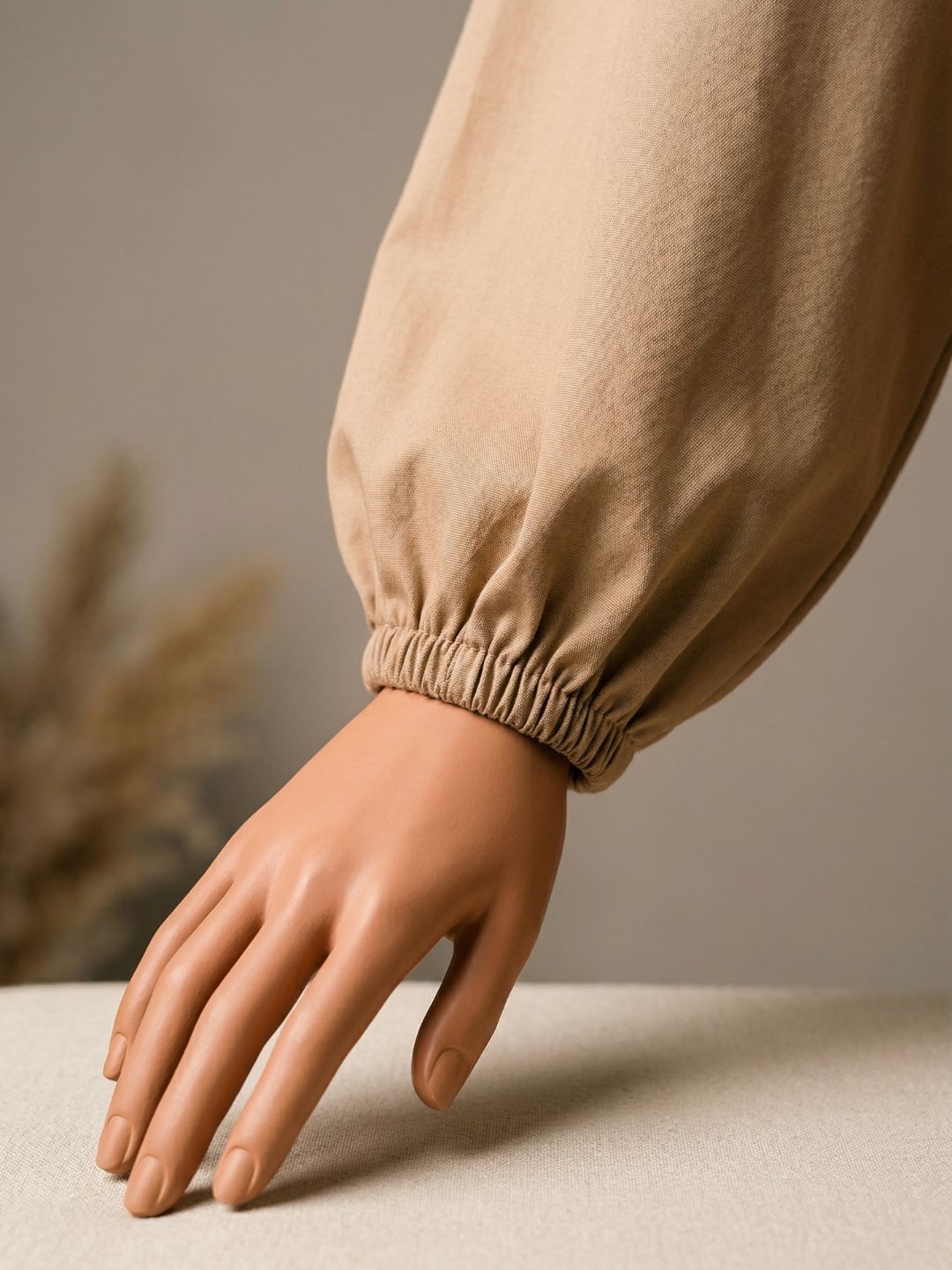 Co-Ord Set V Button Neck-Beige