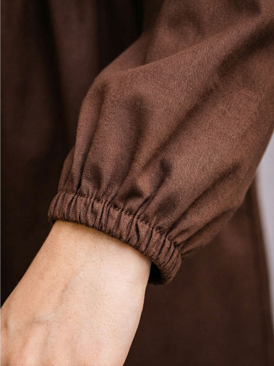 Co-Ord Set V Button Neck-Brown