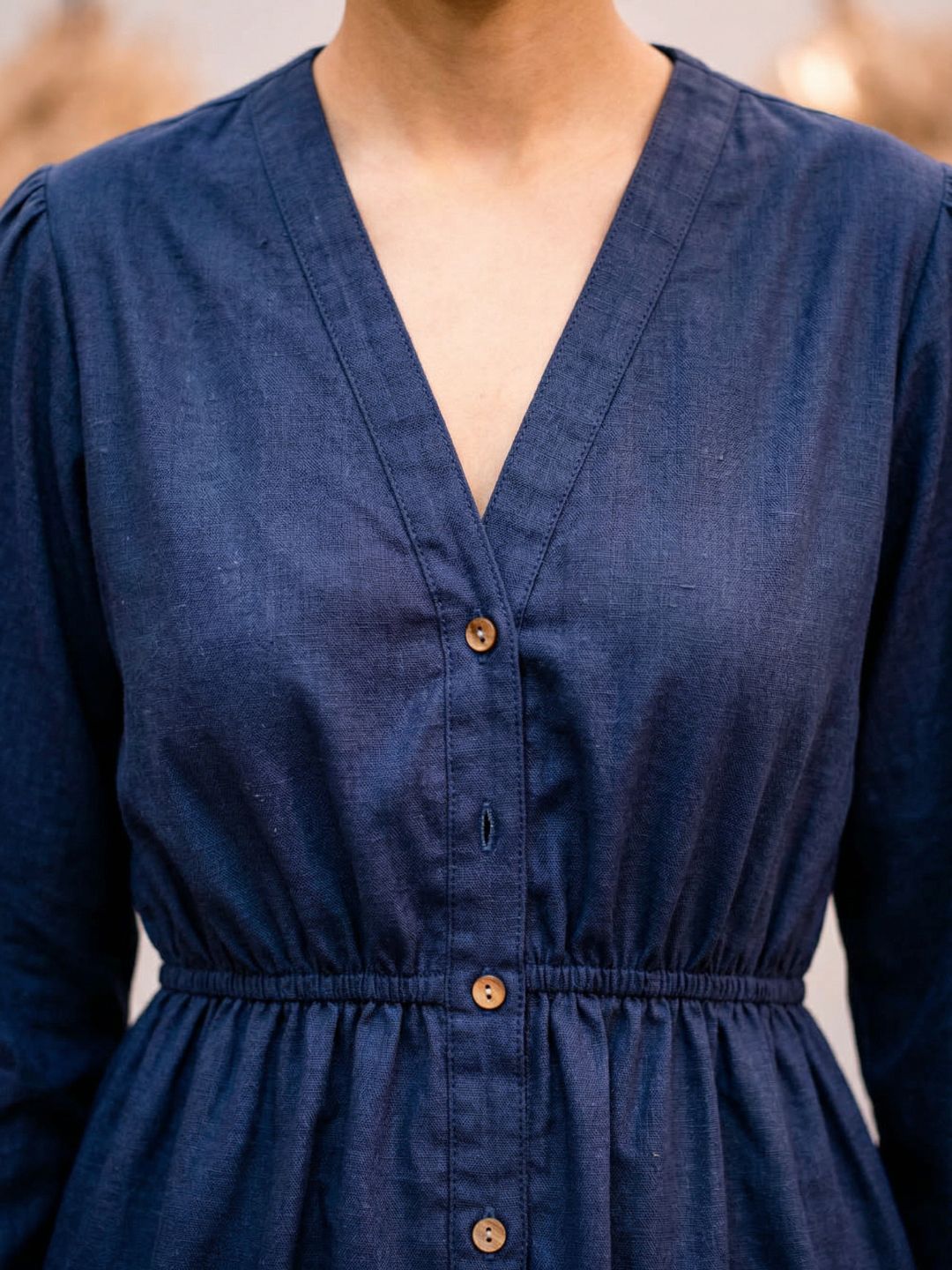 Co-Ord Set V Button Navy