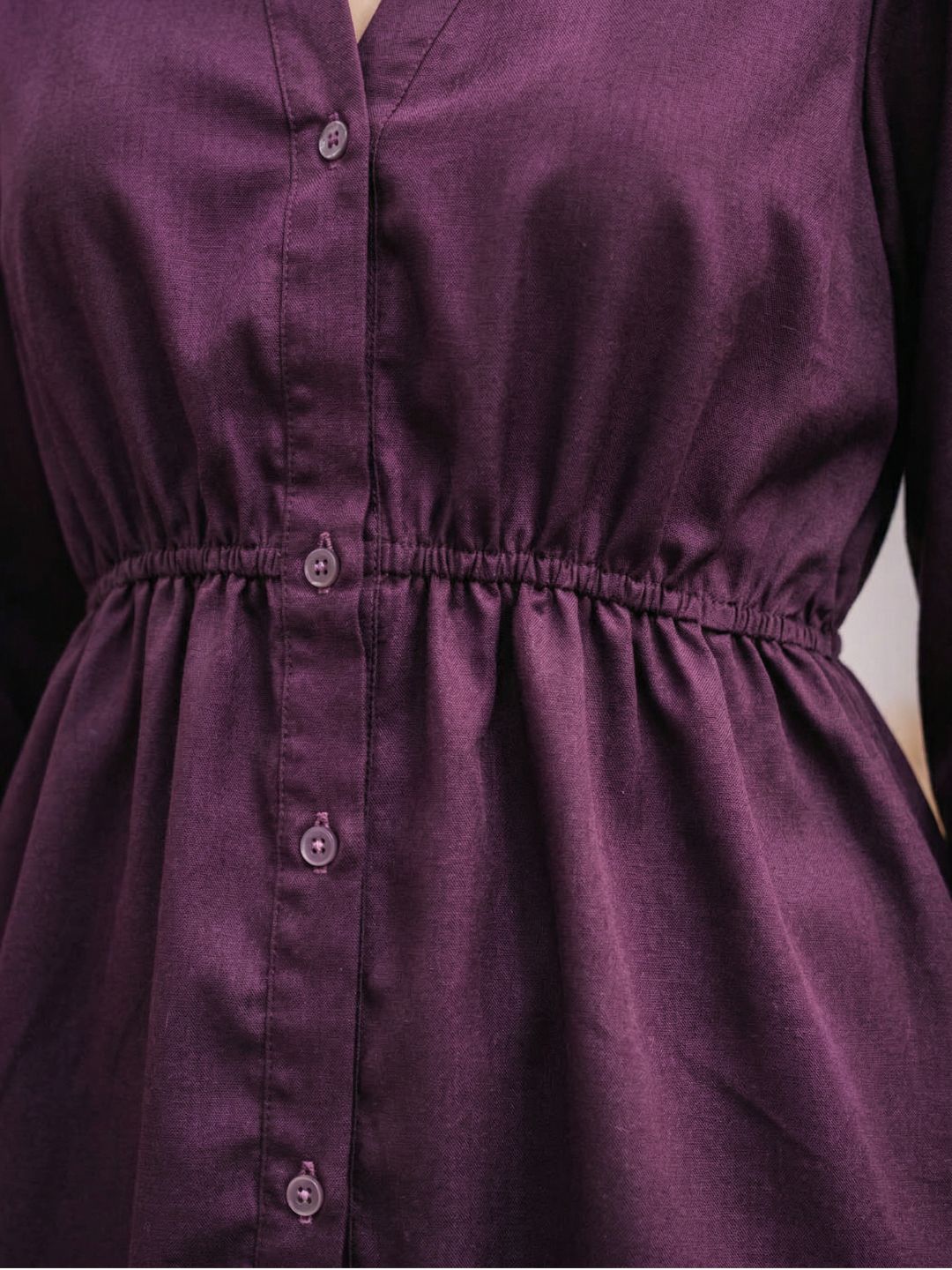 Co-Ord Set V Button Neck-Megenta