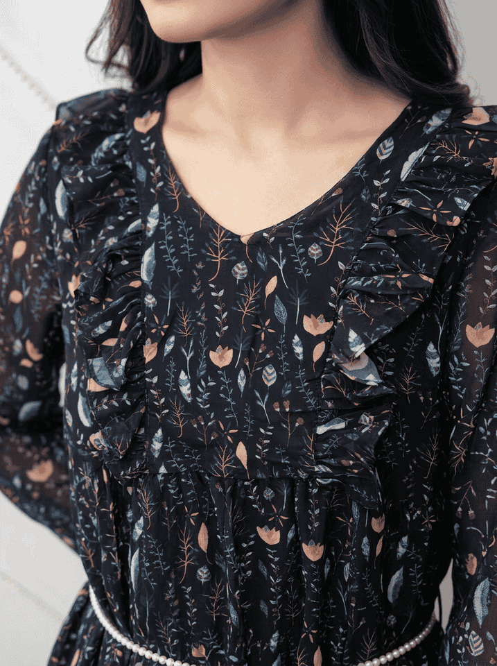 Dusk Garden Chiffon Maxi