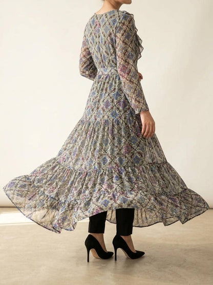 Lila Mosaic Chiffon Maxi