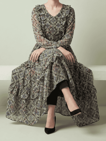 Lila Mosaic Chiffon Maxi
