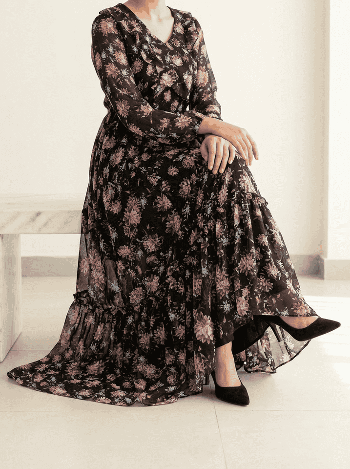 Belle Noir Chiffon Maxi