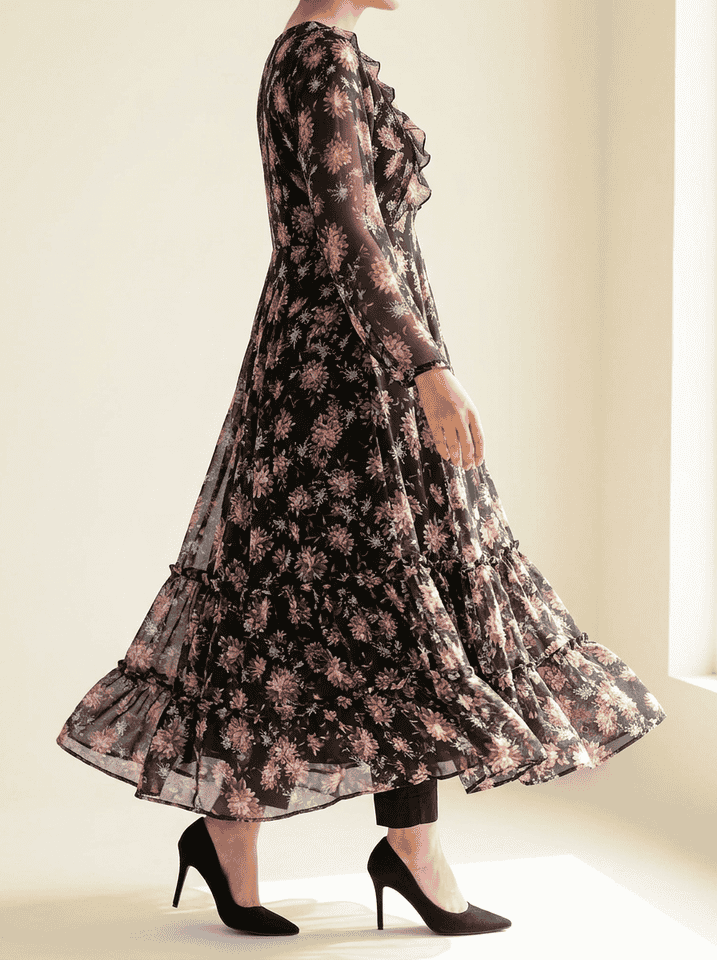 Belle Noir Chiffon Maxi