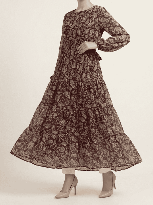 Maroon Paisley Chiffon Maxi