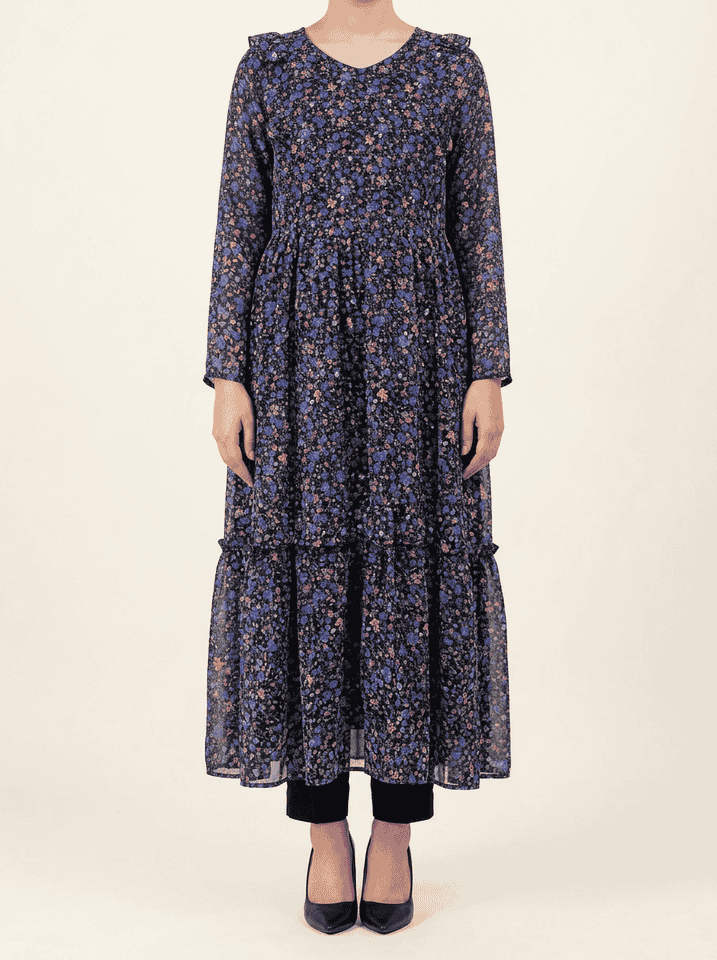 Violet Bloom Chiffon Maxi