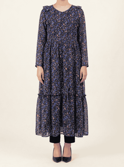 Violet Bloom Chiffon Maxi