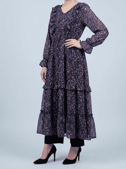 Violet Bloom Chiffon Maxi