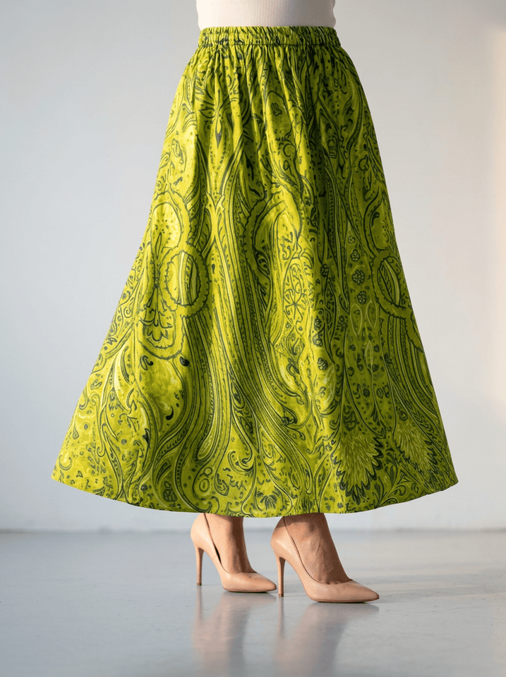 Lime Paisley Skirt
