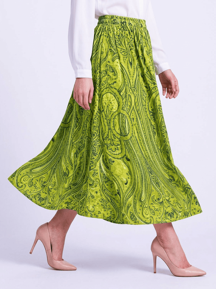 Lime Paisley Skirt