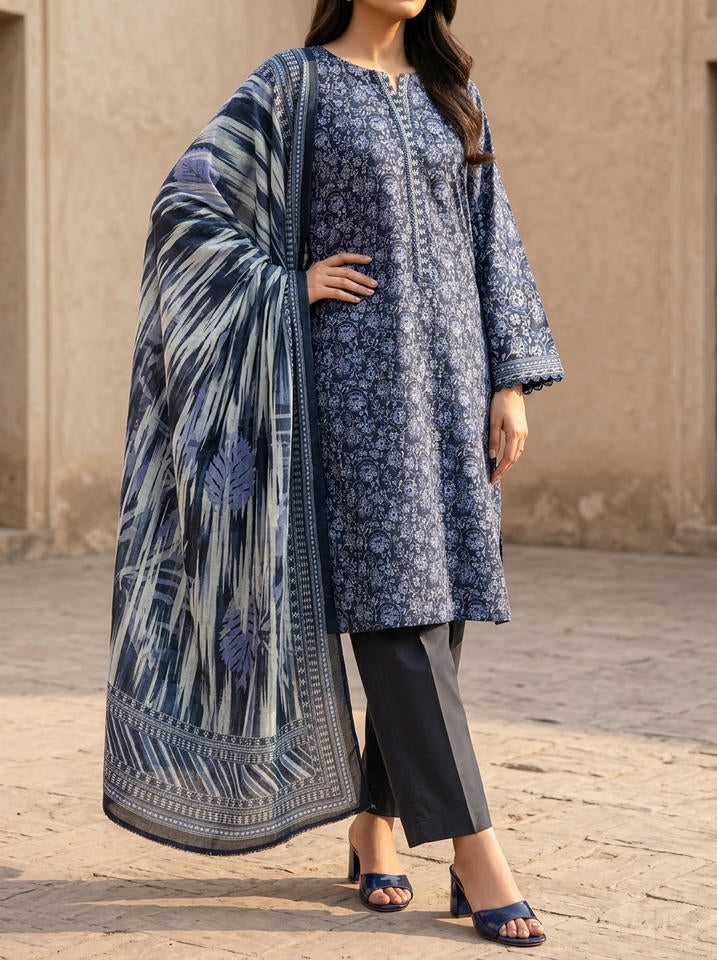 Ajrak - 3 Piece Stitched Lawn Suit