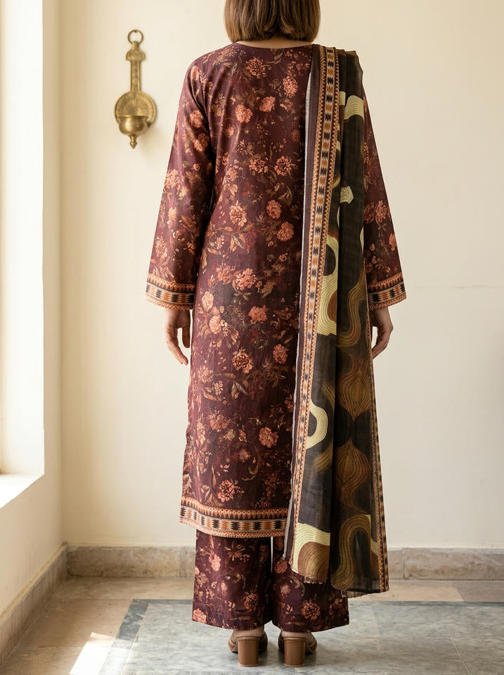Shaam - 3 Piece Stitched Lawn Suit