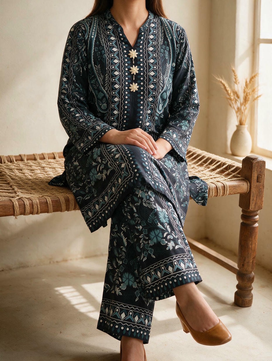 Samundar - 2 Piece Stitched Lawn Suit