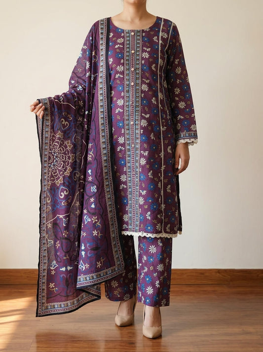 Anjum - 3 Piece Stitched Lawn Suit