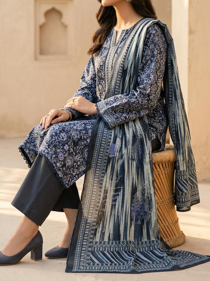 Ajrak - 3 Piece Stitched Lawn Suit