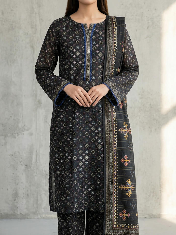 Raat - 3 Piece Stitched Lawn Suit